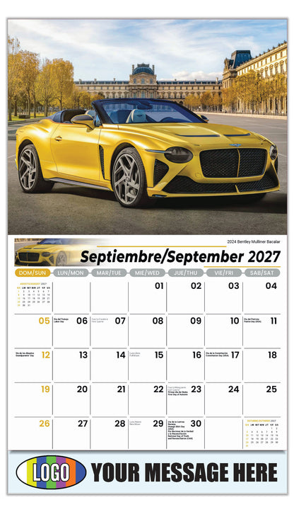2027 Business Promo Calendar - Exotic Cars Bilingual - September - 2024 Bentley Mulliner Bacalar