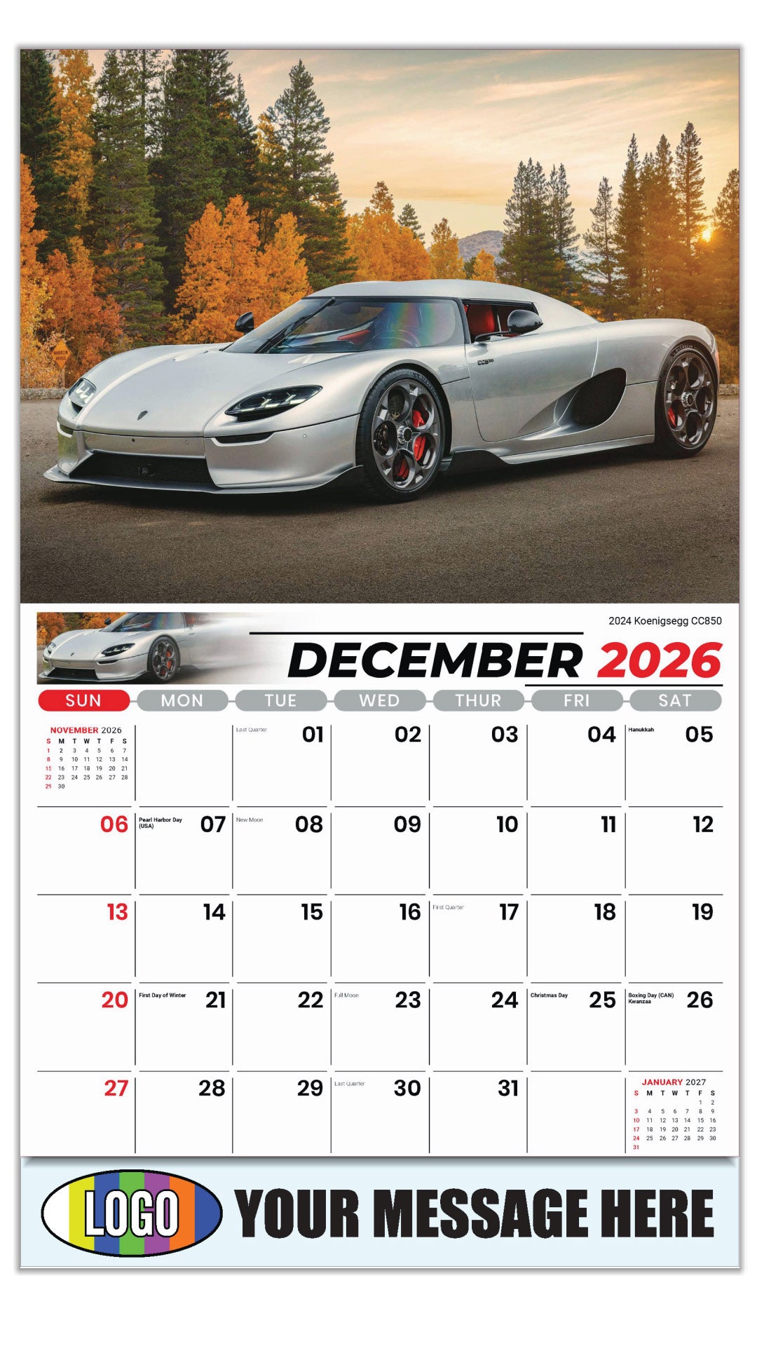 2027 Business Promotional Calendar - Exotic Cars - December_a - 2024 Koenigsegg CC850