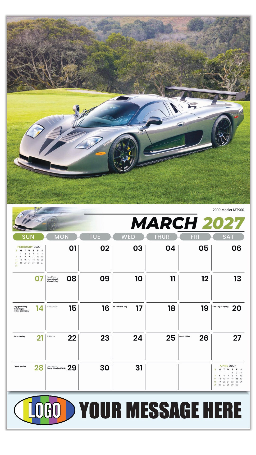 2027 Business Promotional Calendar - Exotic Cars - March - 2009 Mosler MT900