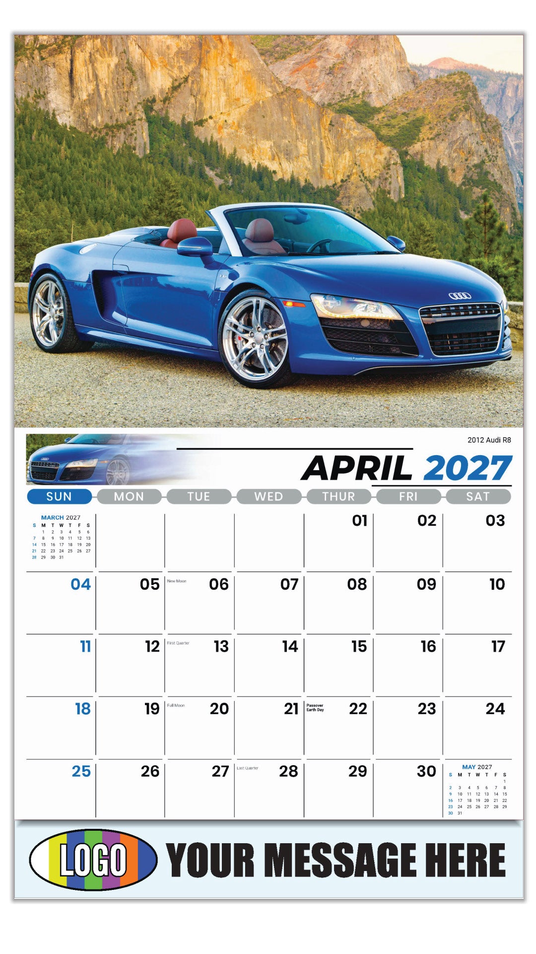 2027 Business Advertising Calendar - Exotic Cars - April - 2012 Audi R8