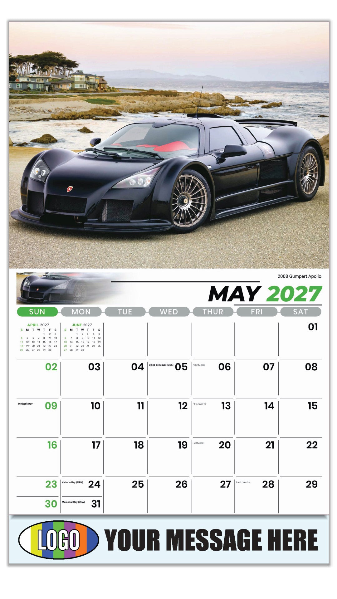2027 Business Advertising Calendar - Exotic Cars - May - 2008 Gumpert Apollo