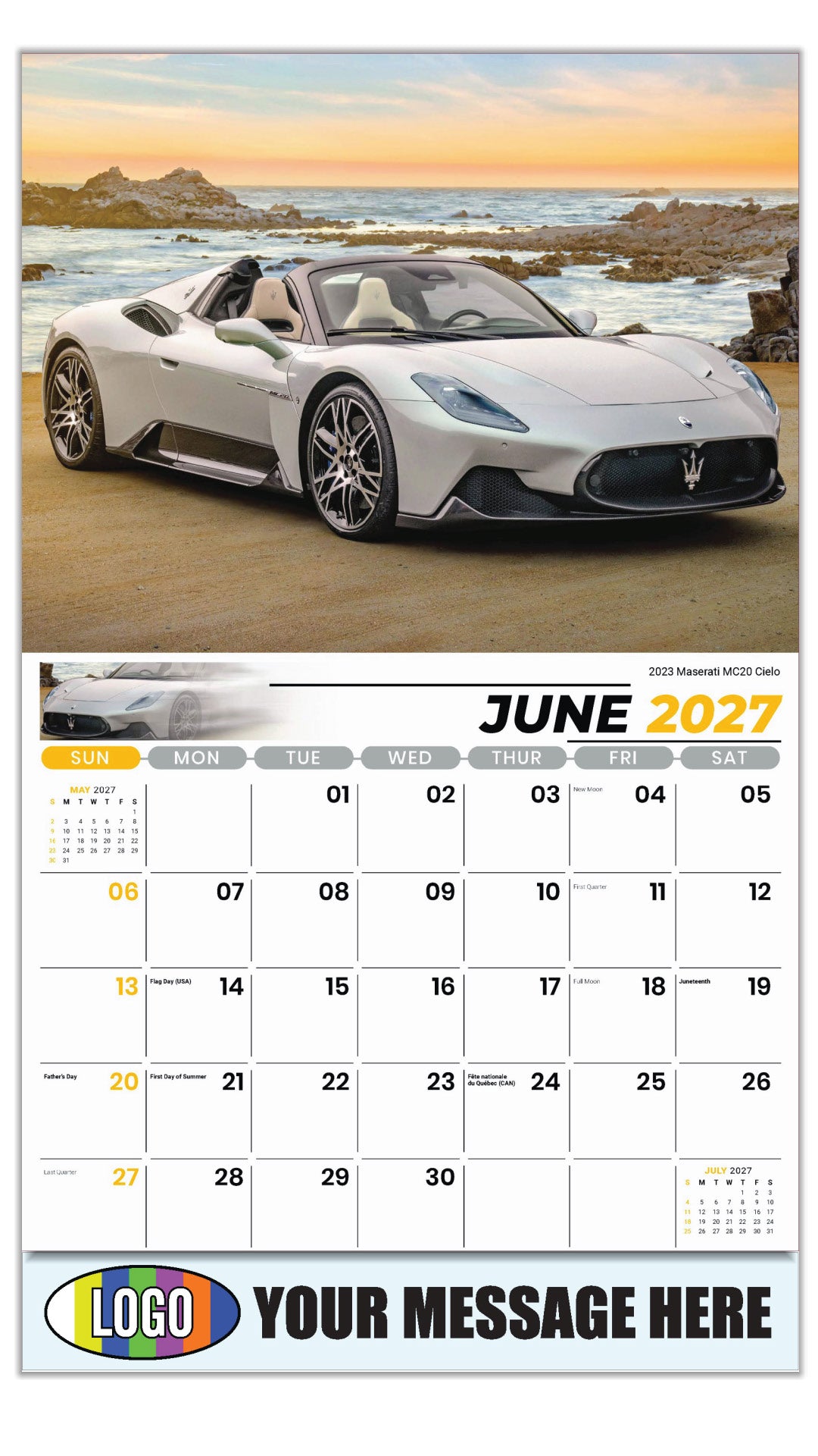 2027 Business Advertising Calendar - Exotic Cars - June - 2023 Maserati MC20 Cielo