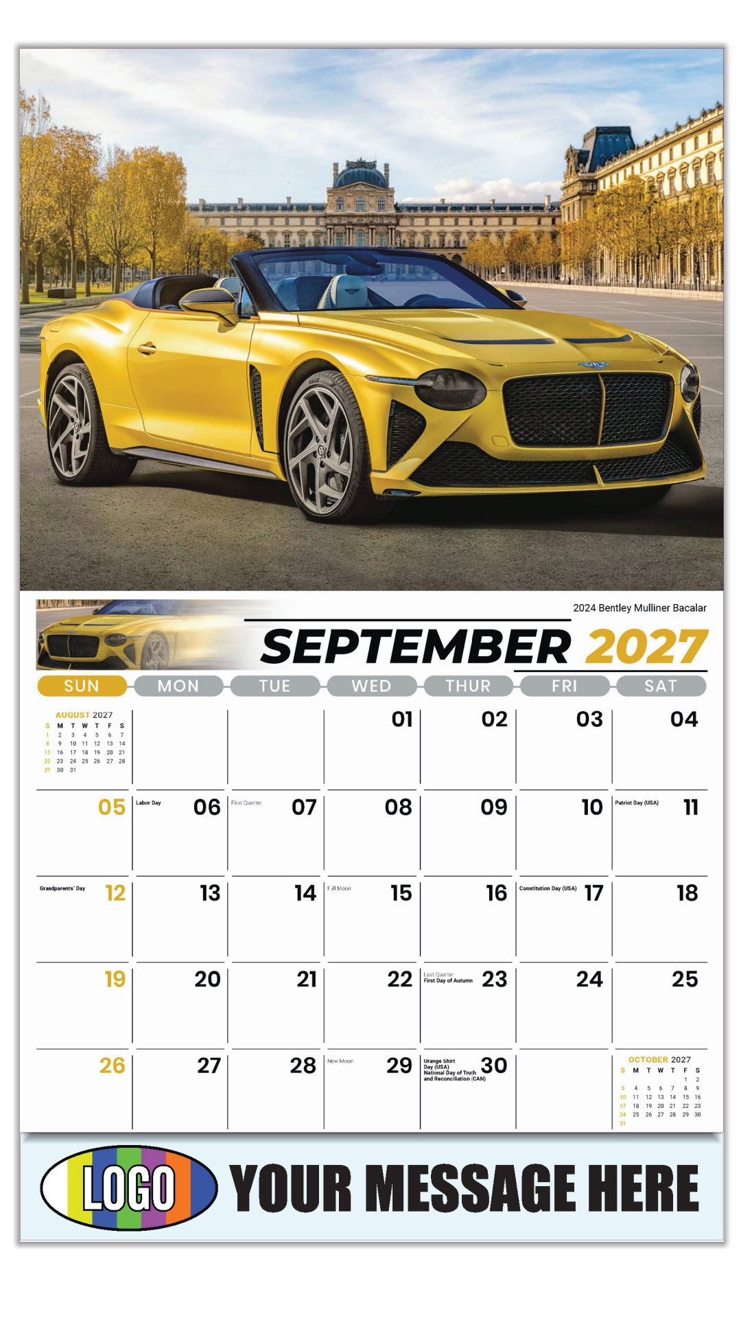 2027 Business Promo Calendar - Exotic Cars - September - 2024 Bentley Mulliner Bacalar