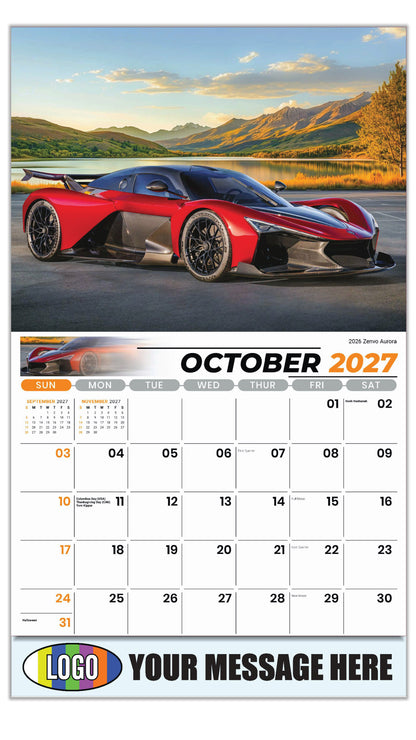 2027 Business Promotion Calendar - Exotic Cars - October - 2026 Zenvo Aurora