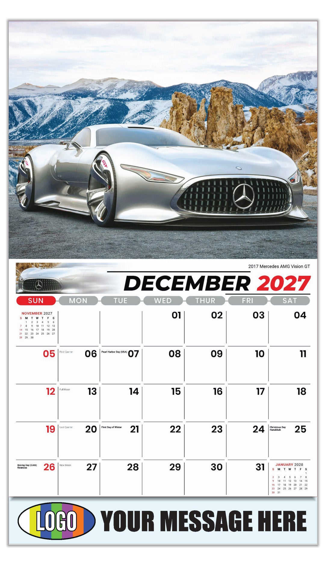 2027 Business Promotion Calendar - Exotic Cars - December - 2017 Mercedes AMG Vision GT
