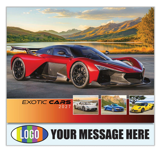 2027 Business Promotion Calendar - Exotic Cars - Printed with your Logo, Name and message