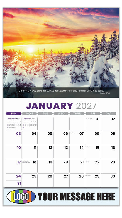 2027 Business Promotional Calendar - Faith Passages - January - (Psalm 37:5)