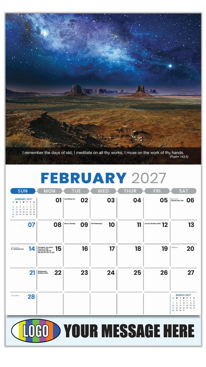 2027 Business Promotional Calendar - Faith Passages - February - (Psalm 143:5) 