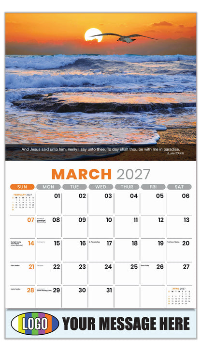 2027 Business Promotional Calendar - Faith Passages - March - (Luke 23:43) 