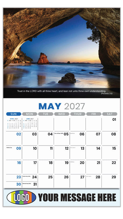 2027 Business Advertising Calendar - Faith Passages - May - (Proverbs 3:5) 
