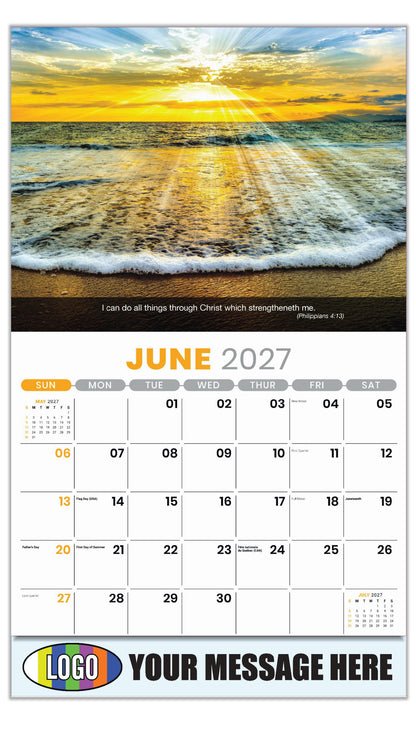 2027 Business Advertising Calendar - Faith Passages - June - (Philippians 4:13) 
