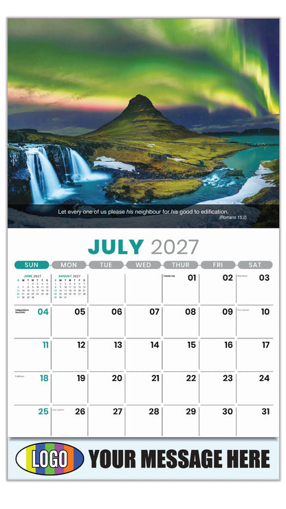 2027 Business Promo Calendar - Faith Passages - July - (Romans 15:2) 
