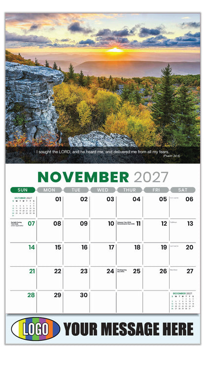 2027 Business Promotion Calendar - Faith Passages - November - (Psalm 34:4) 