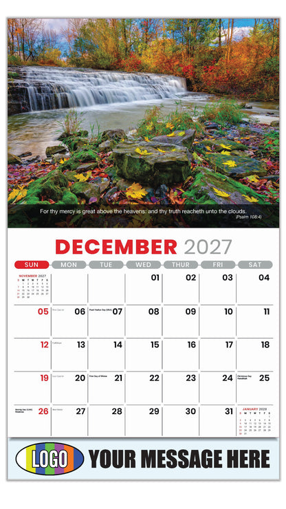 2027 Business Promotion Calendar - Faith Passages - December - (Psalm 108:4)