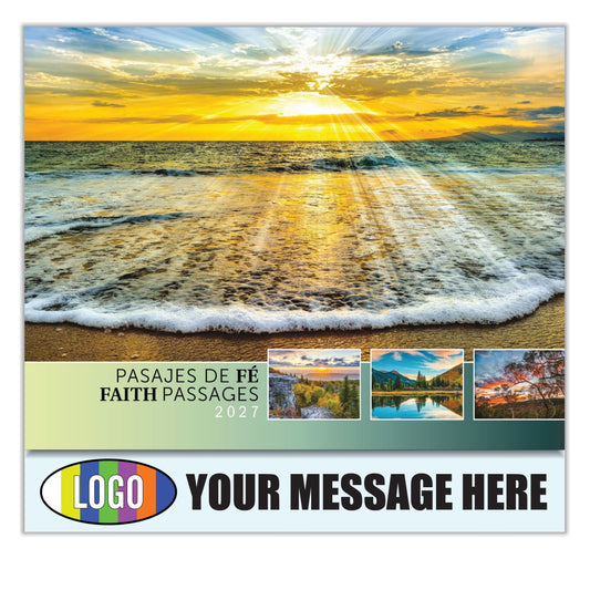 2027 Business Promo Calendar - Faith Passages Bilingual - Printed with your Logo, Name and message
