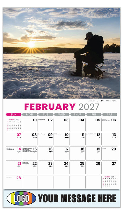 2027 Business Promotional Calendar - Fishing and Hunting - February