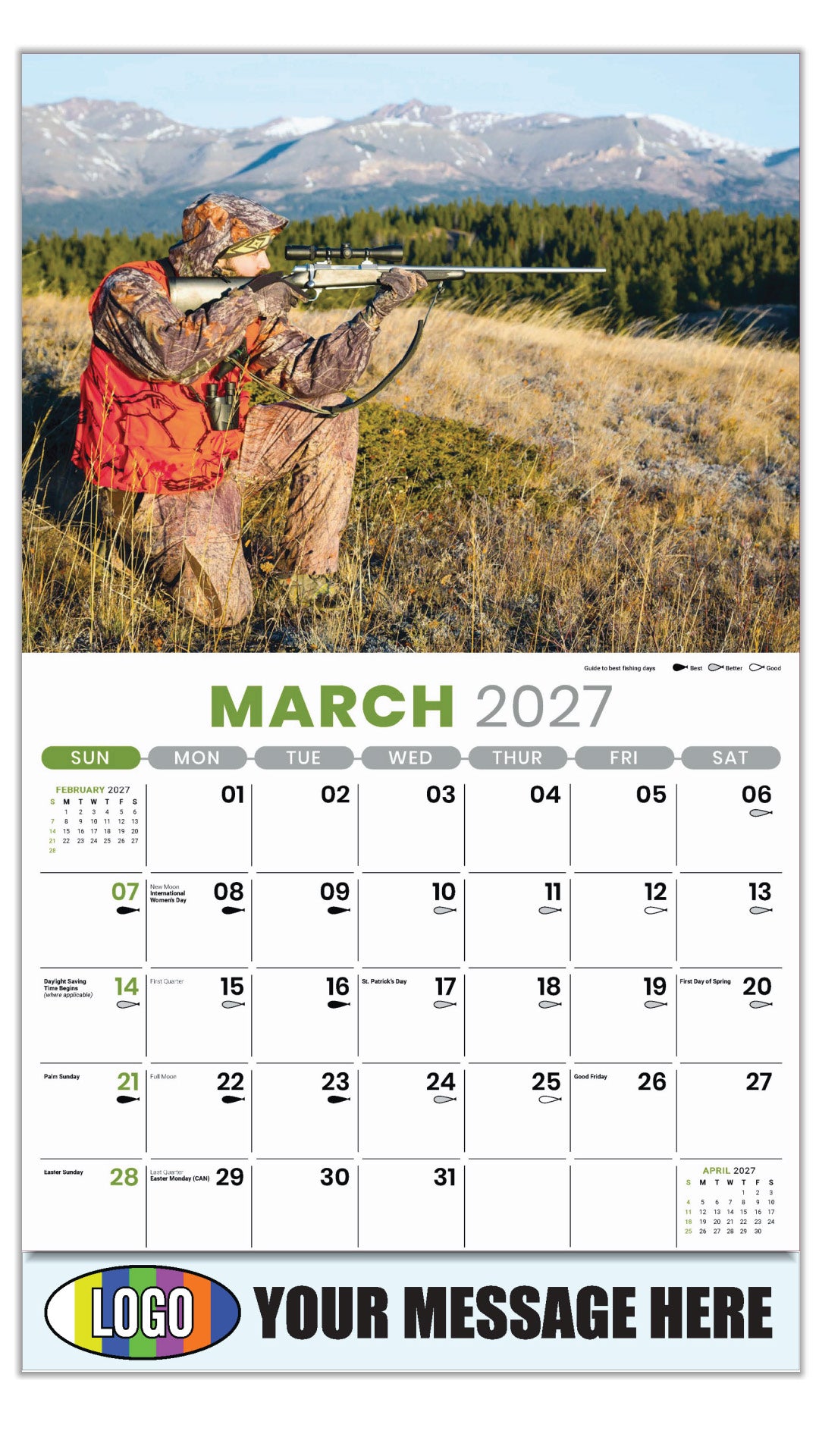 2027 Business Promotional Calendar - Fishing and Hunting - March