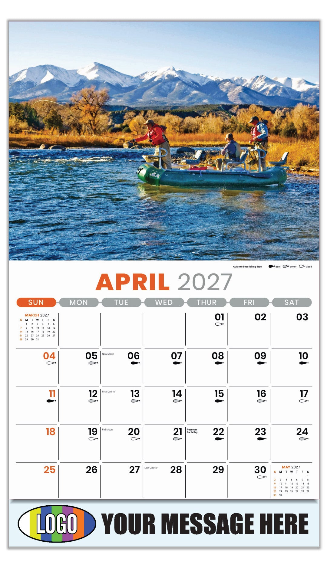 2027 Business Advertising Calendar - Fishing and Hunting - April