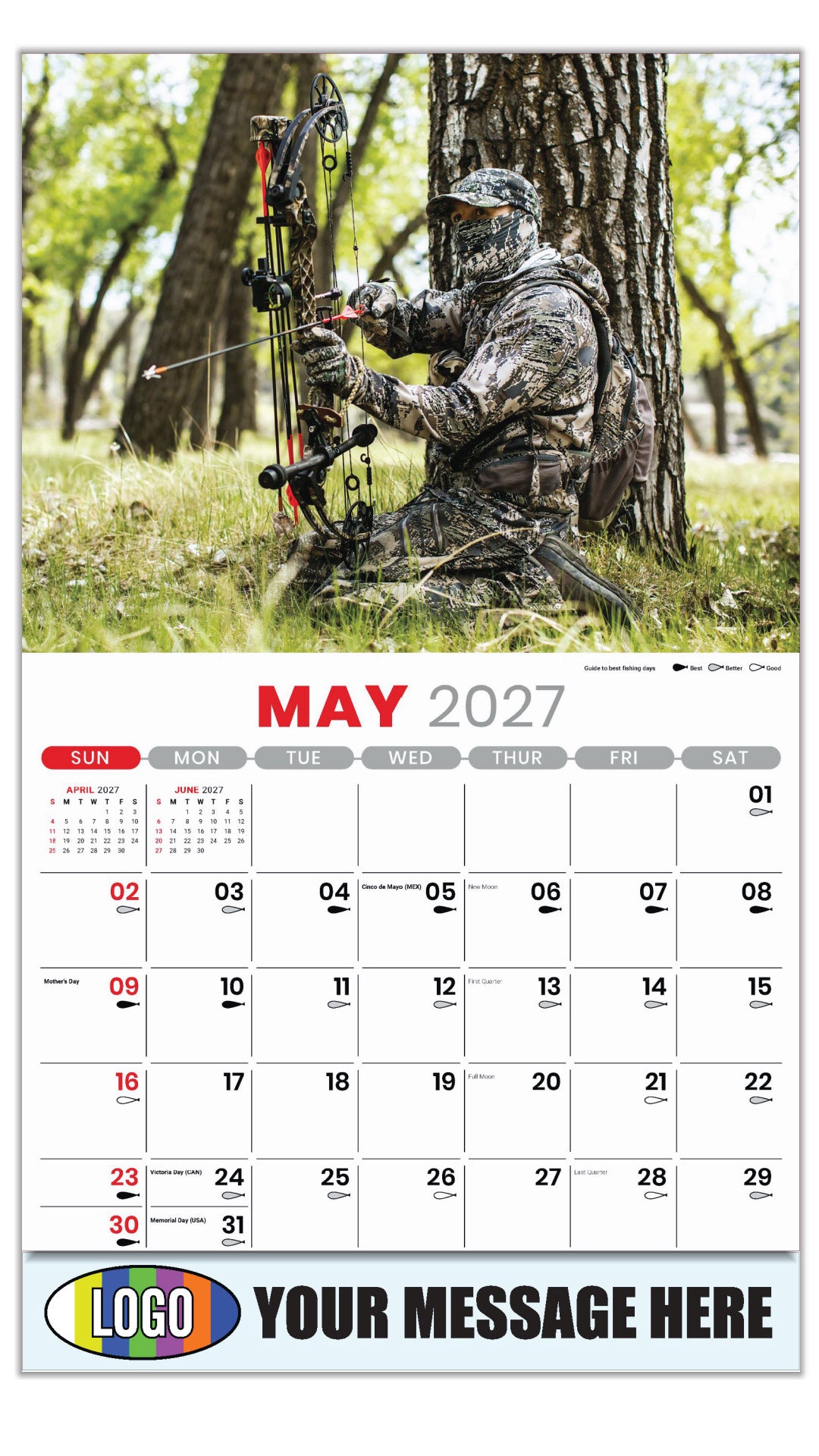 2027 Business Advertising Calendar - Fishing and Hunting - May