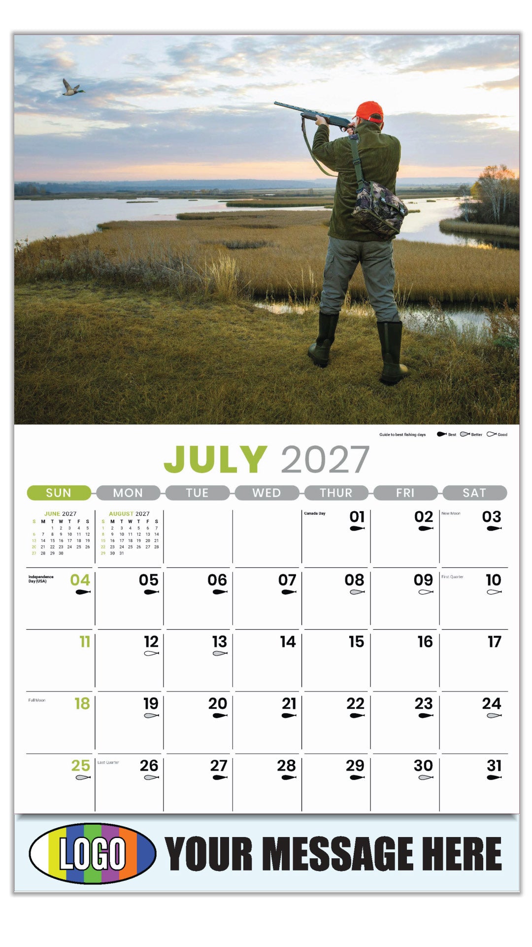 2027 Business Promo Calendar - Fishing and Hunting - July