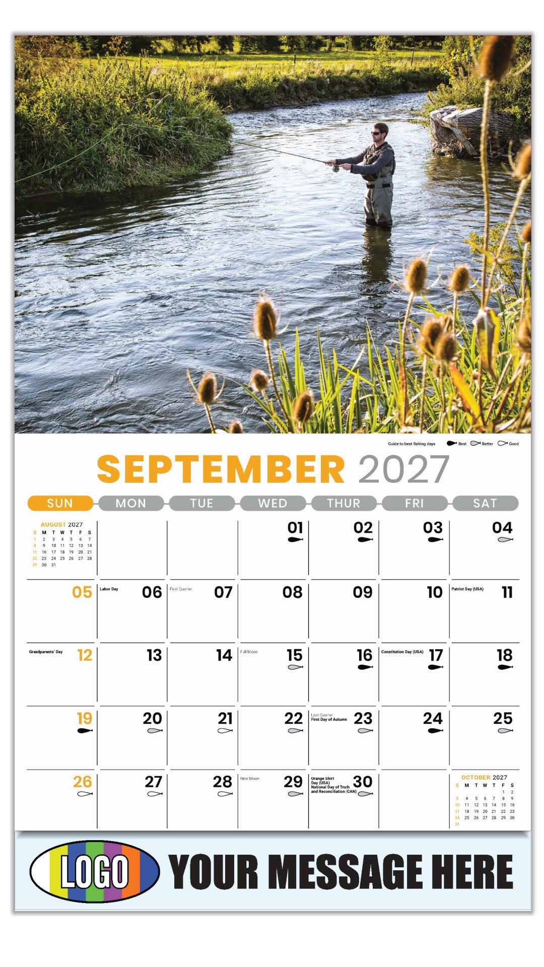 2027 Business Promo Calendar - Fishing and Hunting - September