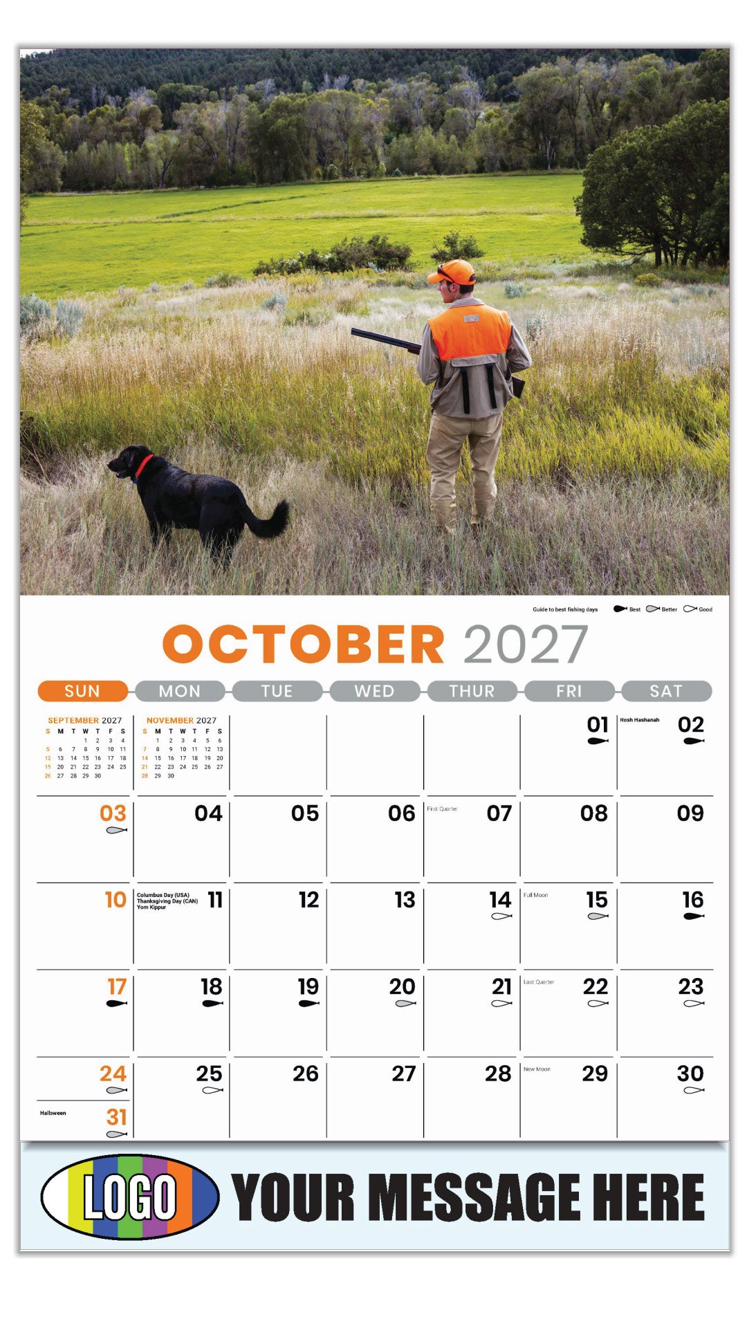2027 Business Promotion Calendar - Fishing and Hunting - October