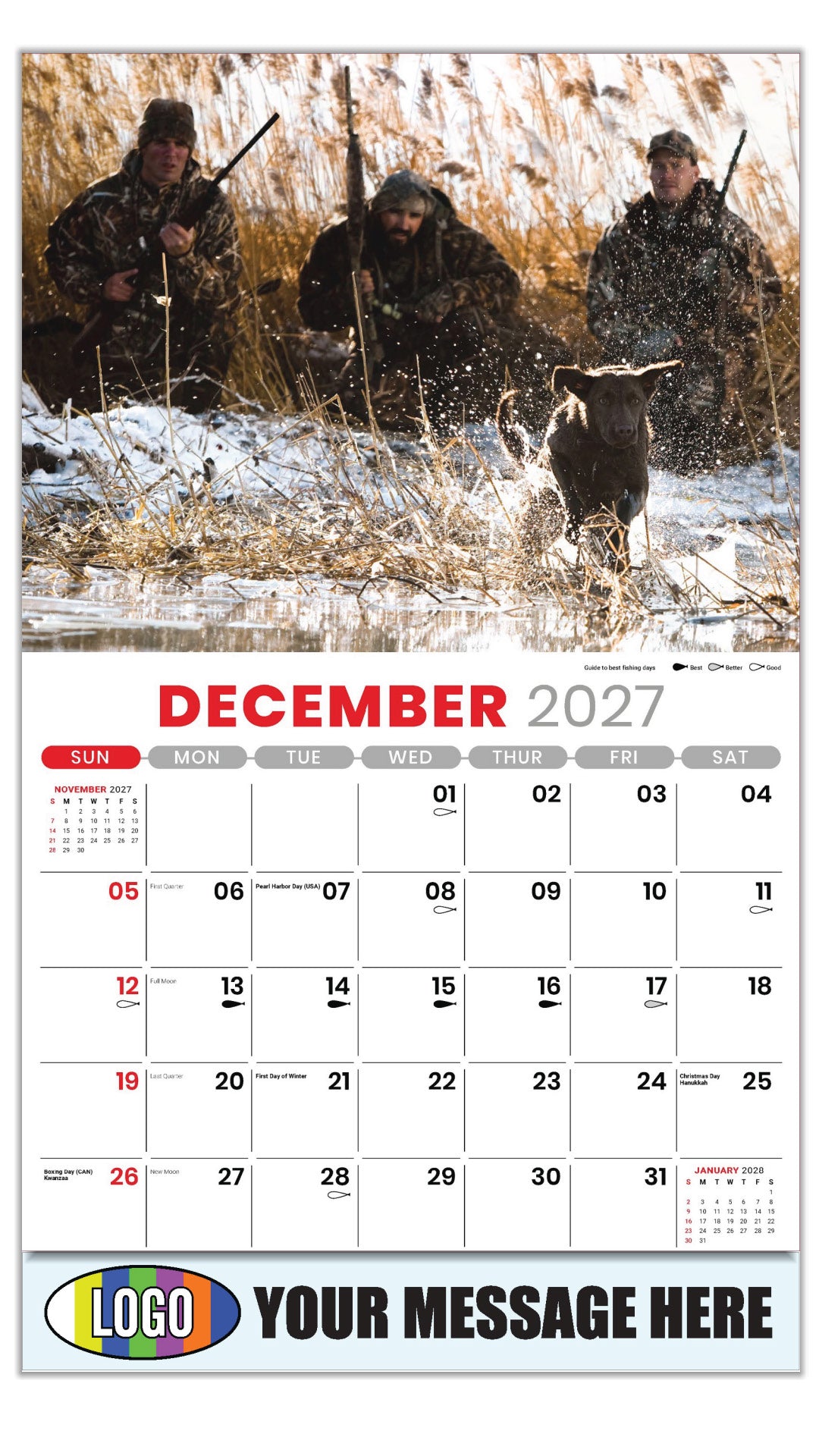 2027 Business Promotion Calendar - Fishing and Hunting - December
