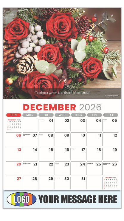 2027 Business Promotional Calendar - Flowers and Gardens - December_a
