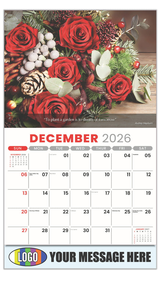 2027 Business Promotional Calendar - Flowers and Gardens - December_a
