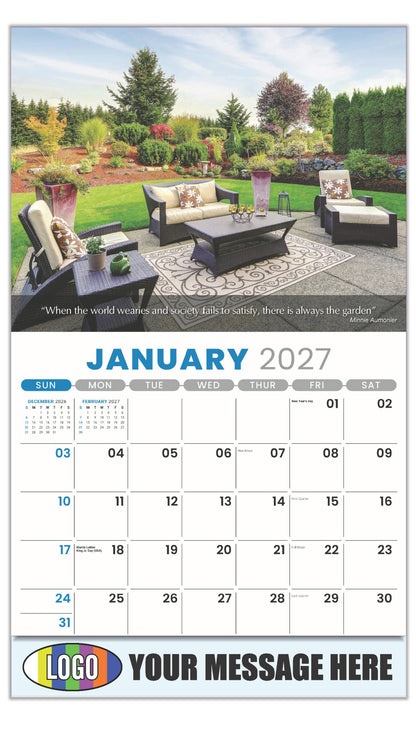 2027 Business Promotional Calendar - Flowers and Gardens - January