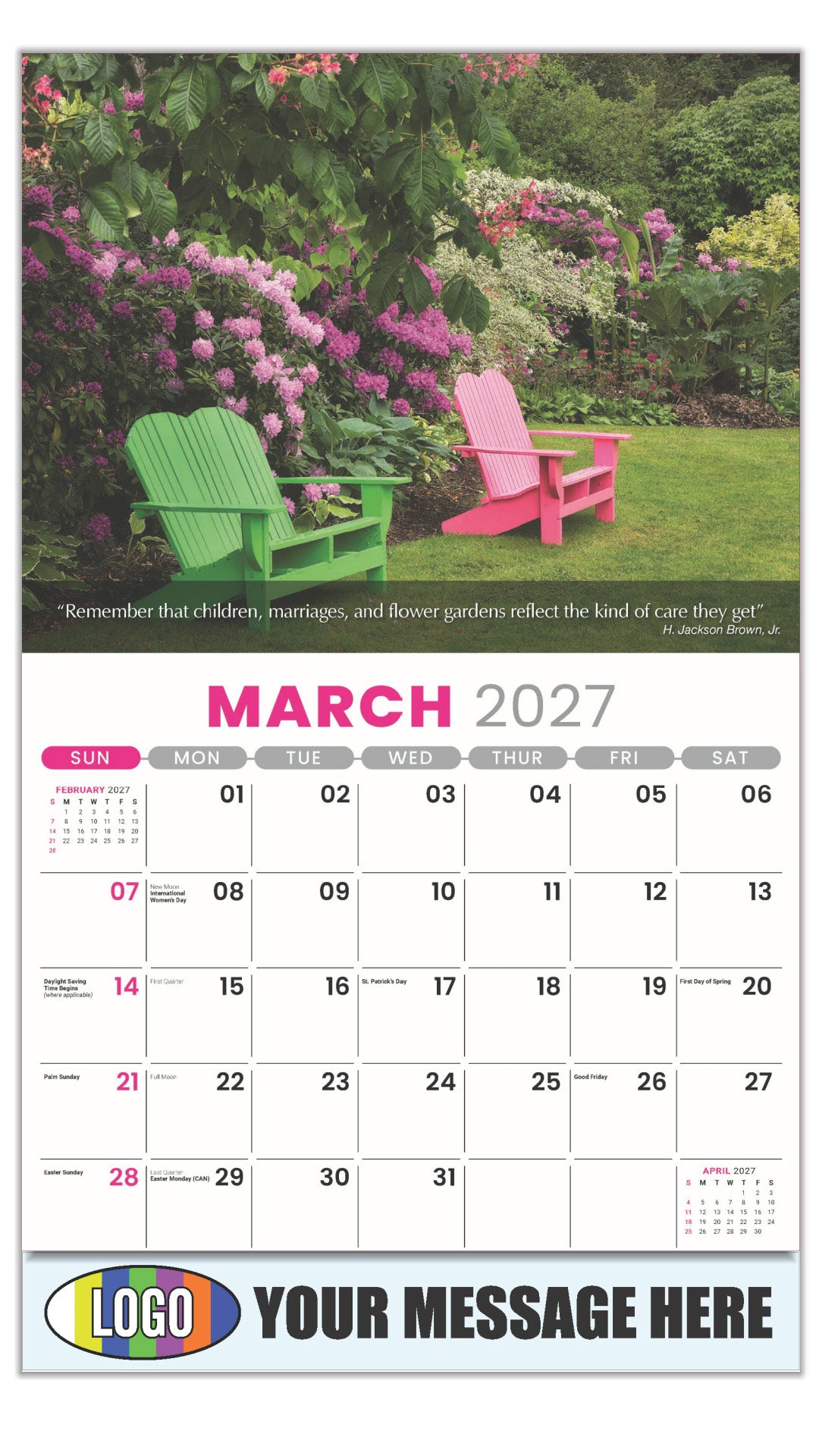 2027 Business Promotional Calendar - Flowers and Gardens - March