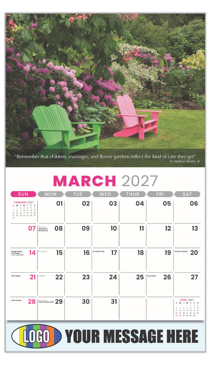 2027 Business Promotional Calendar - Flowers and Gardens - March