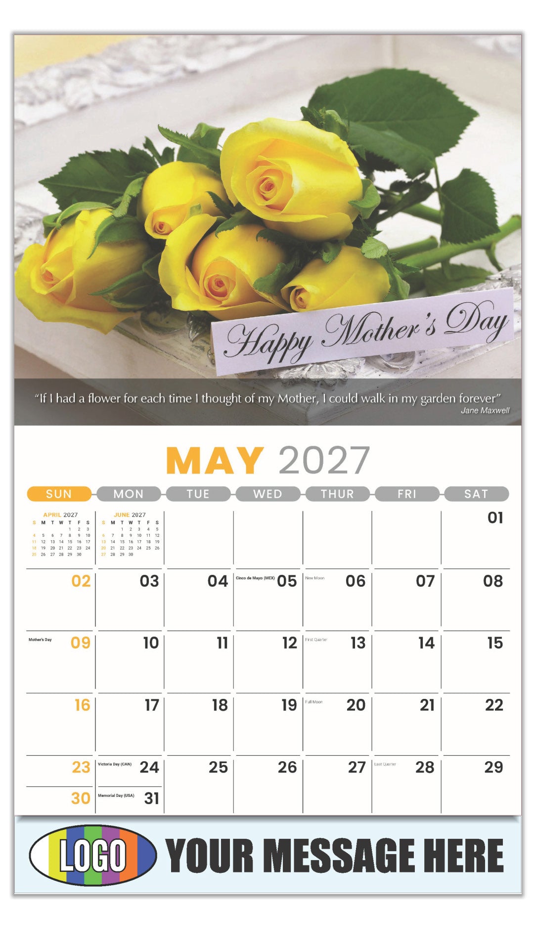 2027 Business Advertising Calendar - Flowers and Gardens - May