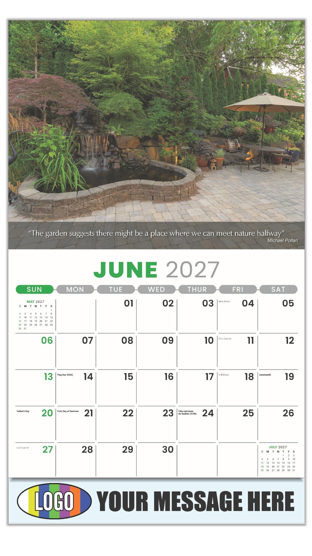 2027 Business Advertising Calendar - Flowers and Gardens - June