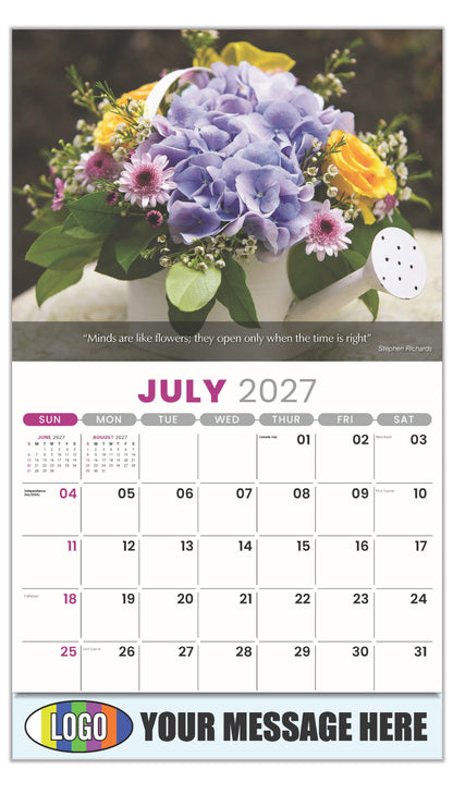 2027 Business Promo Calendar - Flowers and Gardens - July