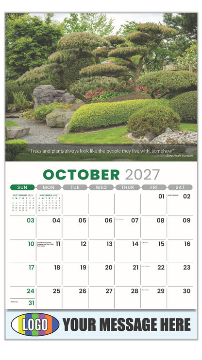 2027 Business Promotion Calendar - Flowers and Gardens - October