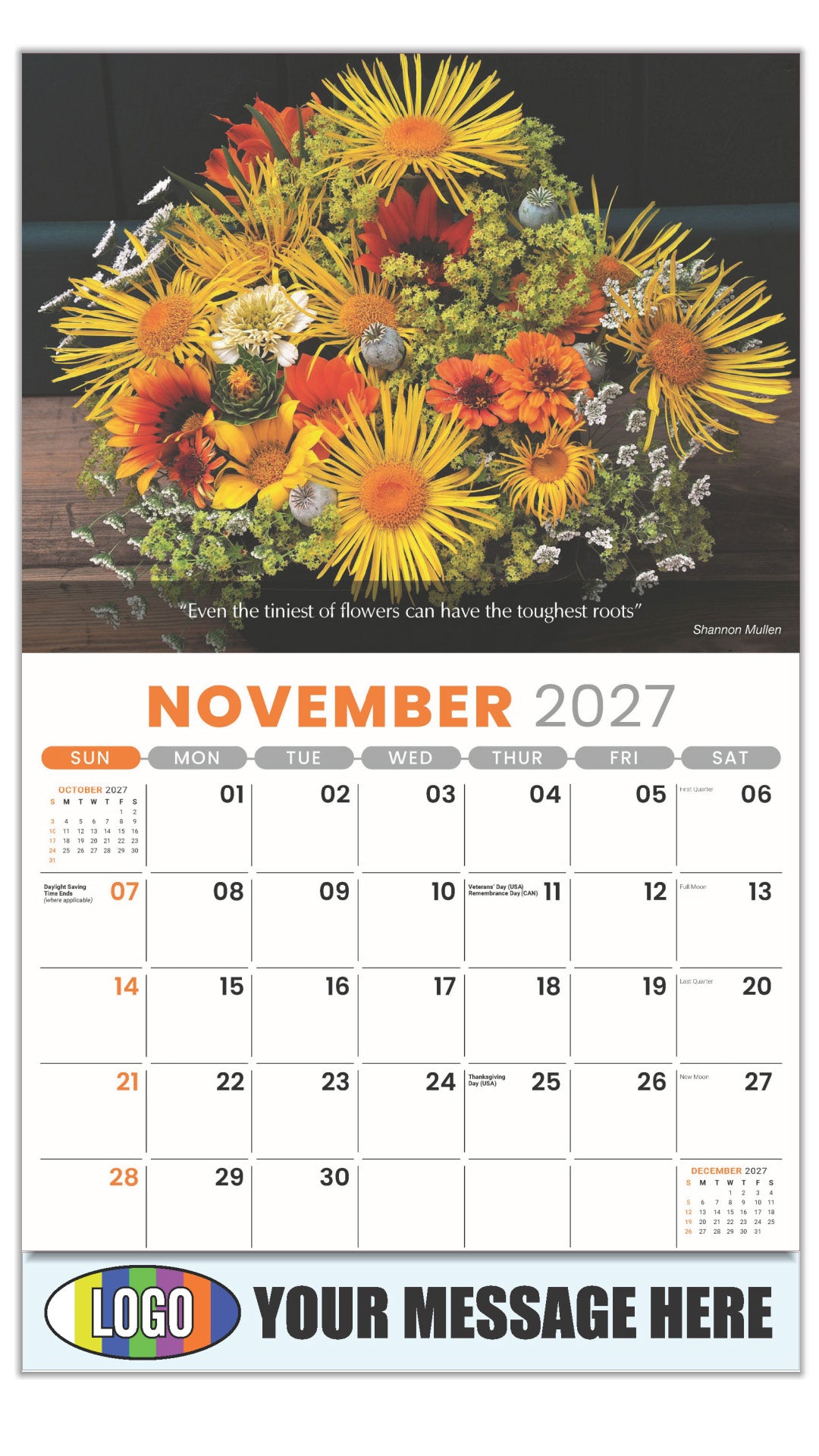 2027 Business Promotion Calendar - Flowers and Gardens - November