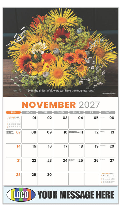 2027 Business Promotion Calendar - Flowers and Gardens - November