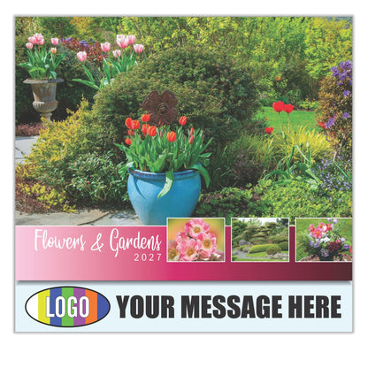 2027 Business Promotional Calendar - Flowers and Gardens - Printed with your Logo, Name and message