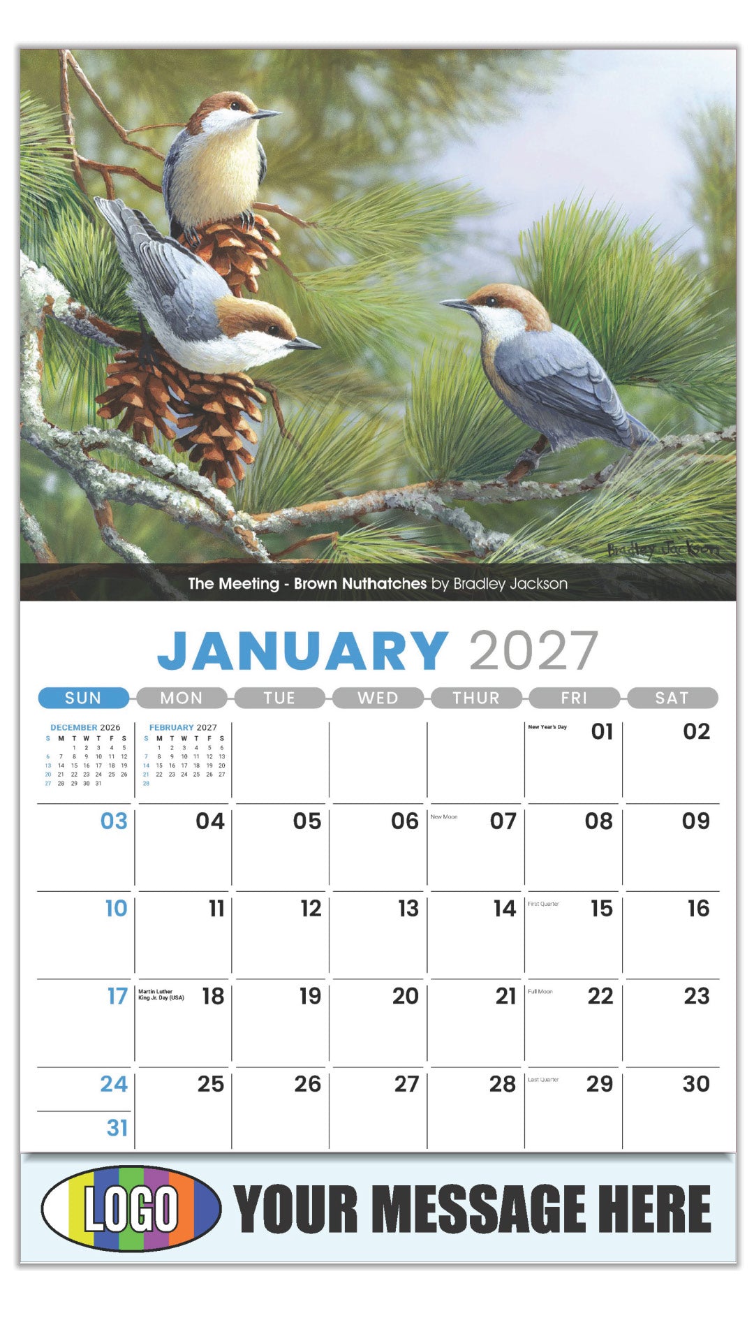 2027 Business Promotional Calendar - Garden Birds -  - January