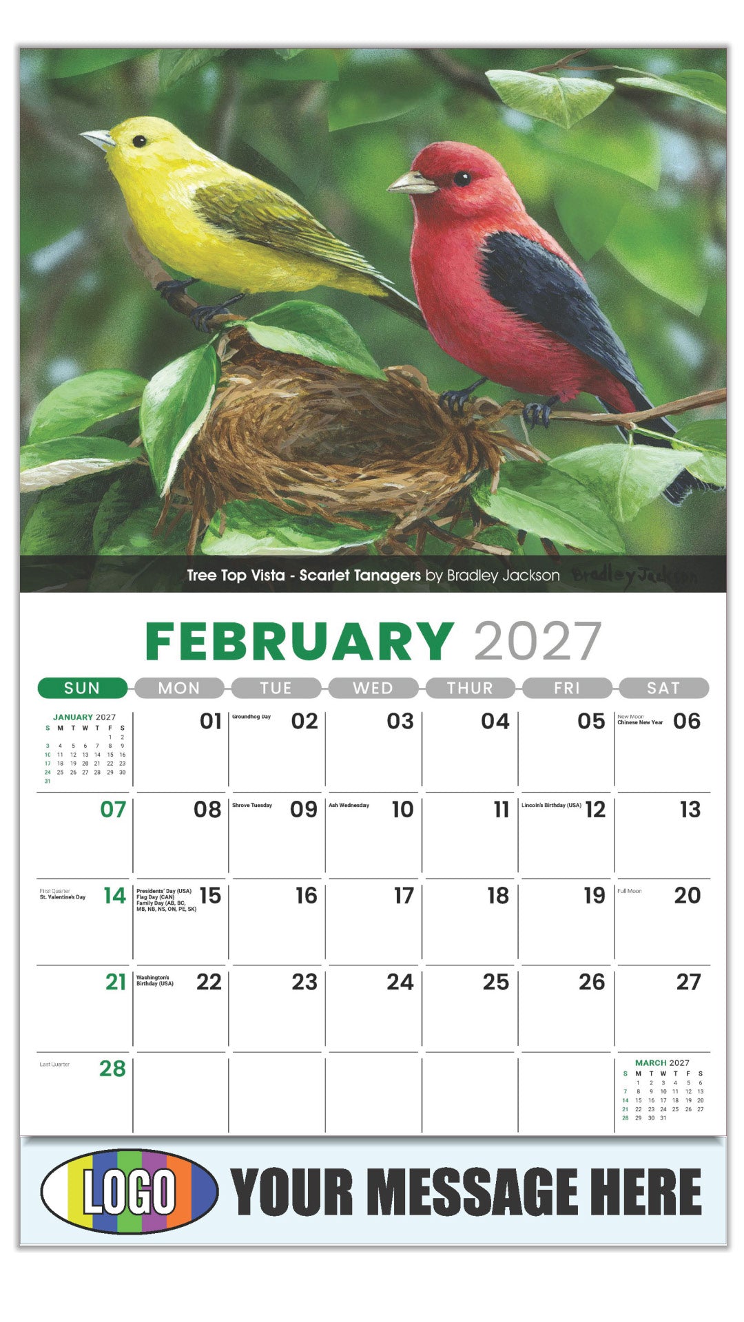 2027 Business Promotional Calendar - Garden Birds -  - February