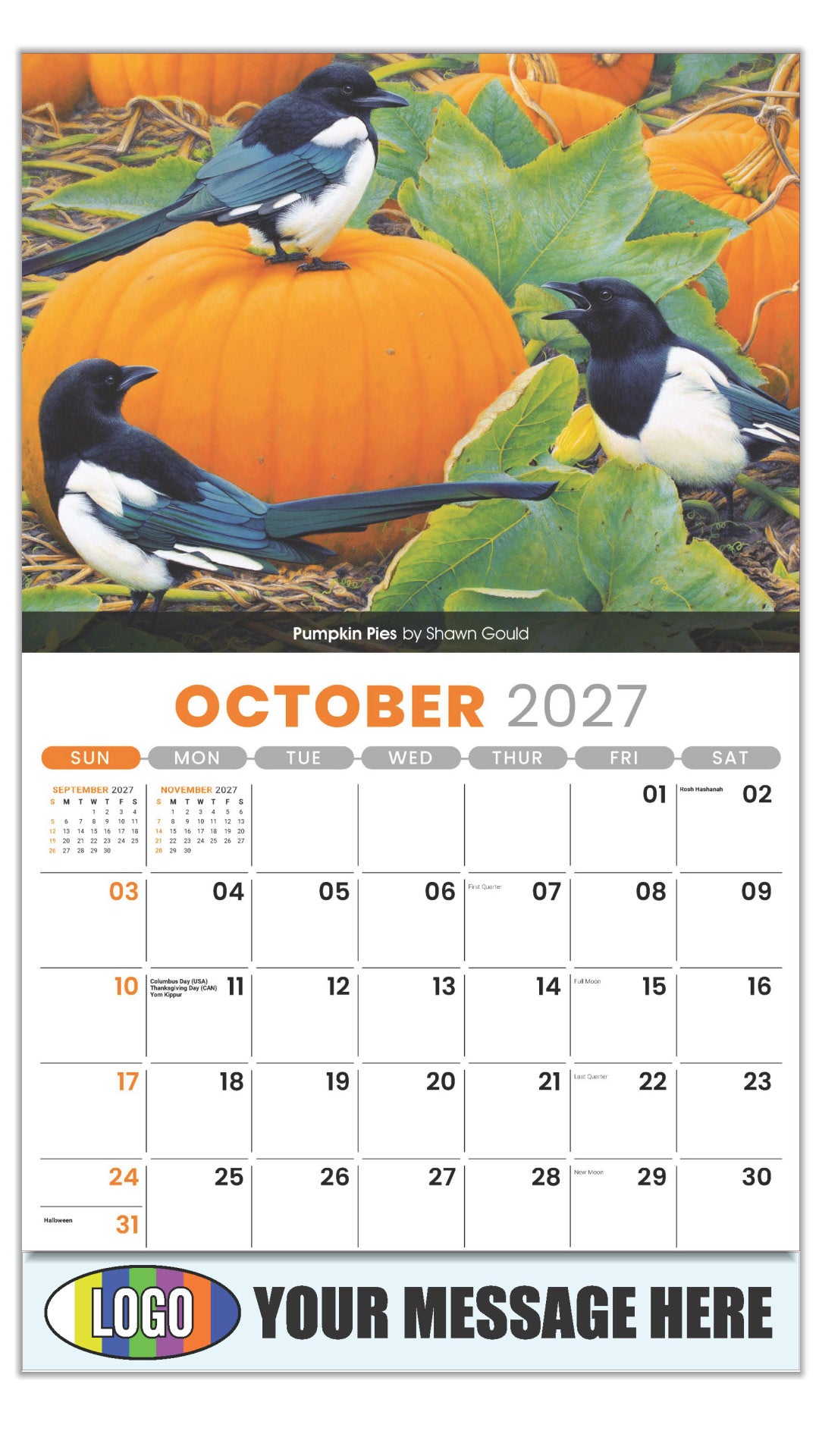 2027 Business Promotion Calendar - Garden Birds -  - October