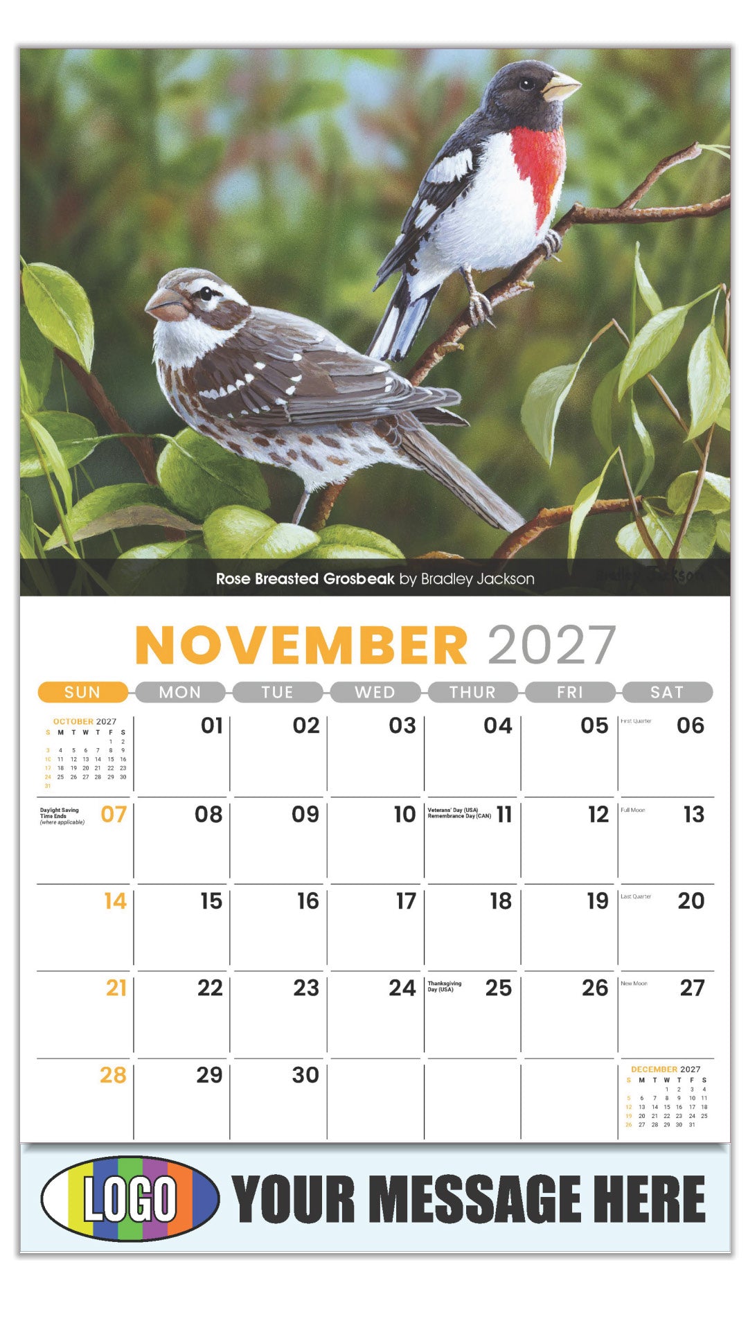 2027 Business Promotion Calendar - Garden Birds -  - November