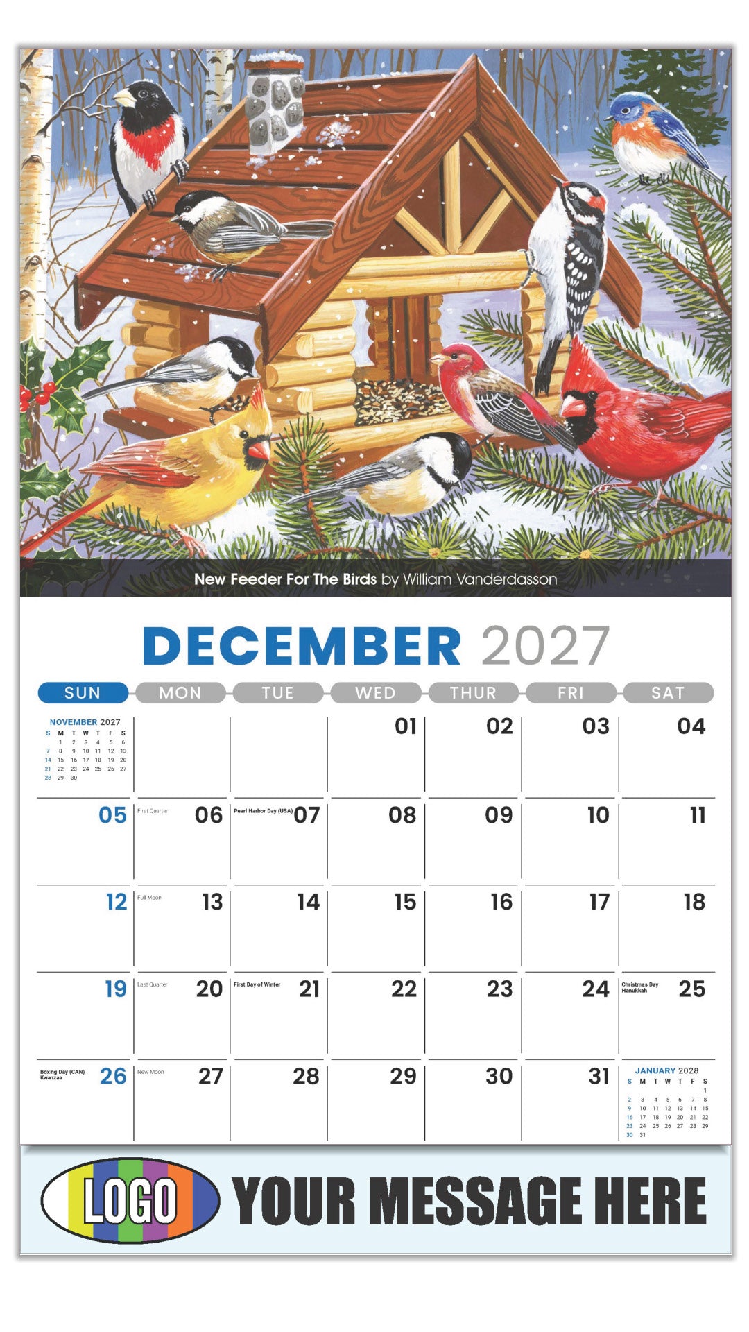 2027 Business Promotion Calendar - Garden Birds -  - December