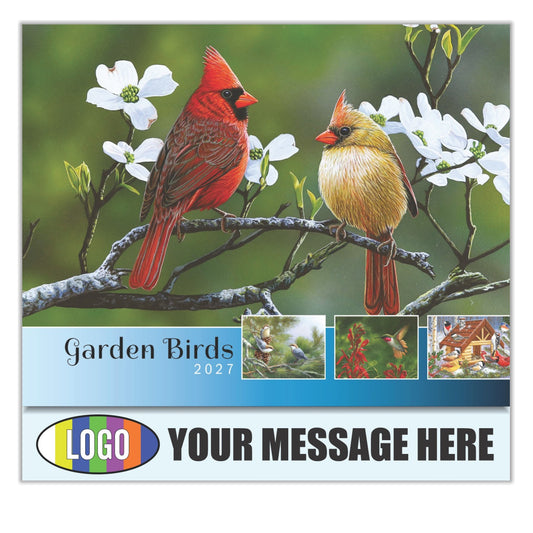 2027 Business Advertising Calendar - Garden Birds - Printed with your Logo, Name and message