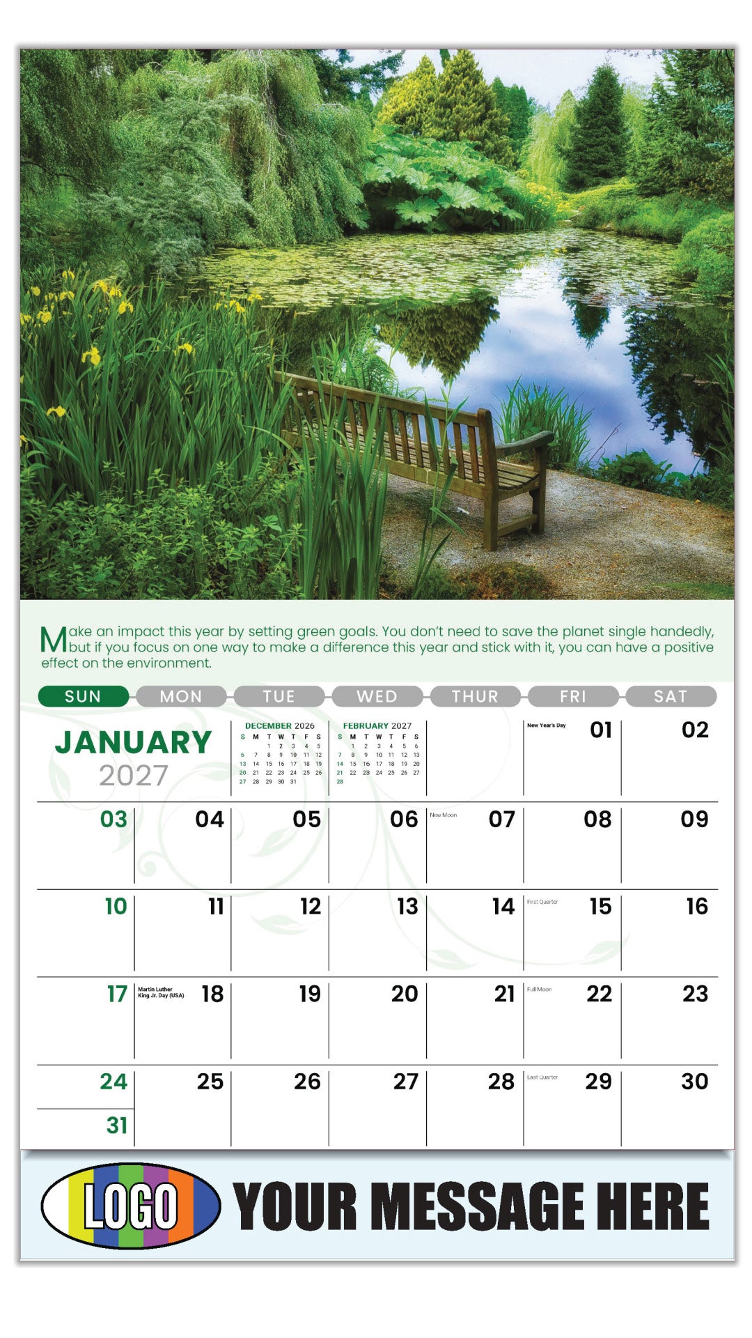 2027 Business Promotional Calendar - Go Green - January
