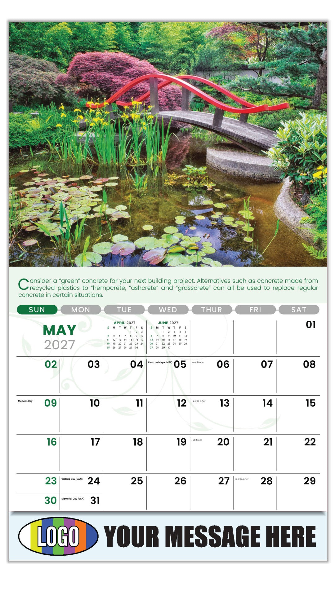 2027 Business Advertising Calendar - Go Green - May