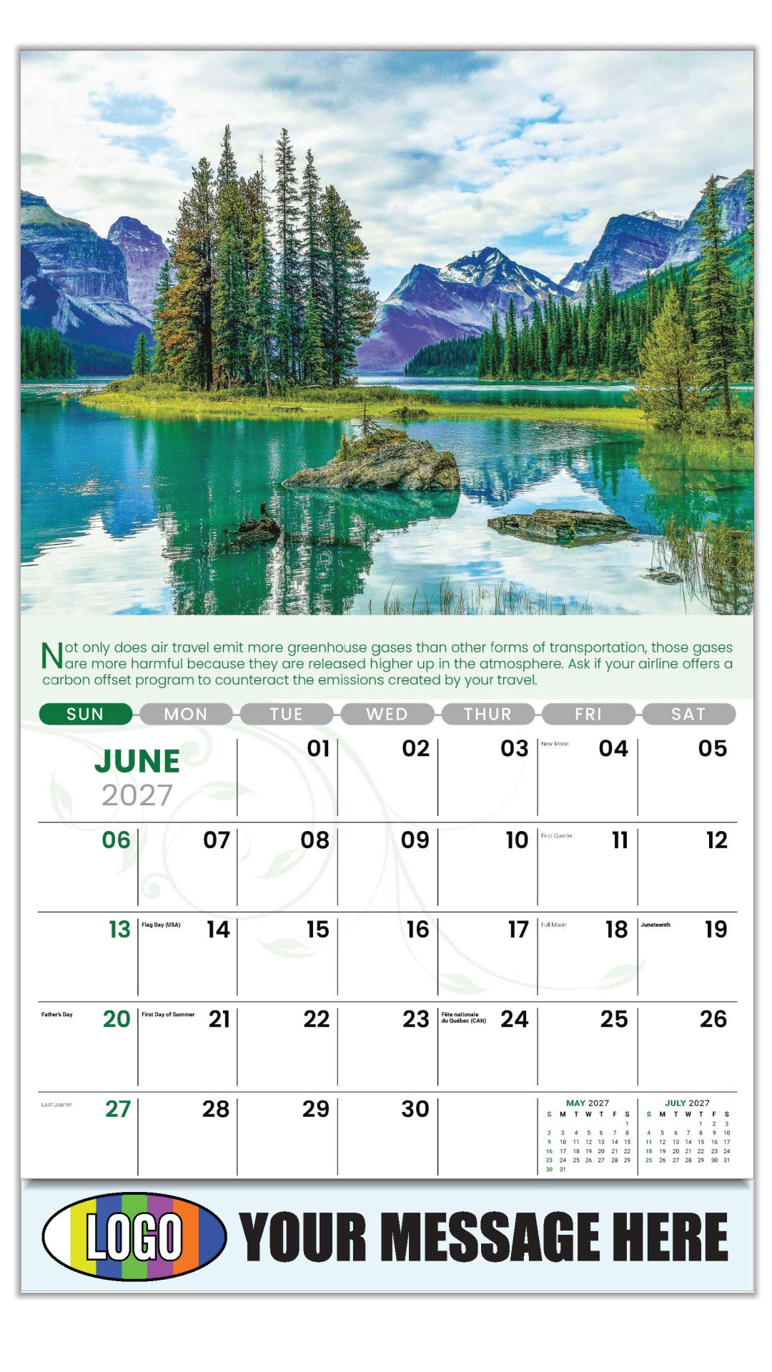 2027 Business Advertising Calendar - Go Green - June