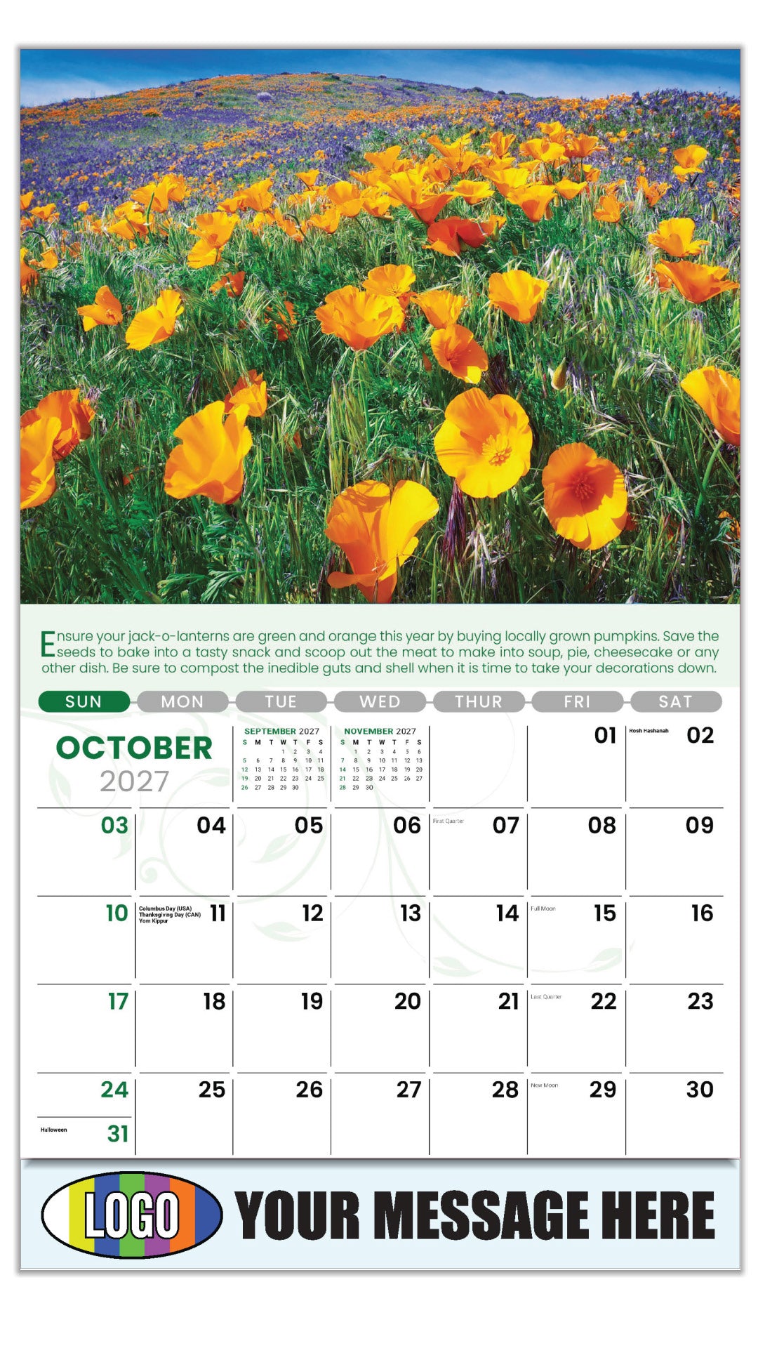 2027 Business Promotion Calendar - Go Green - October