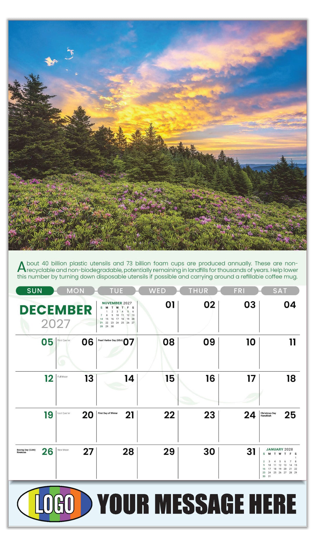 2027 Business Promotion Calendar - Go Green - December